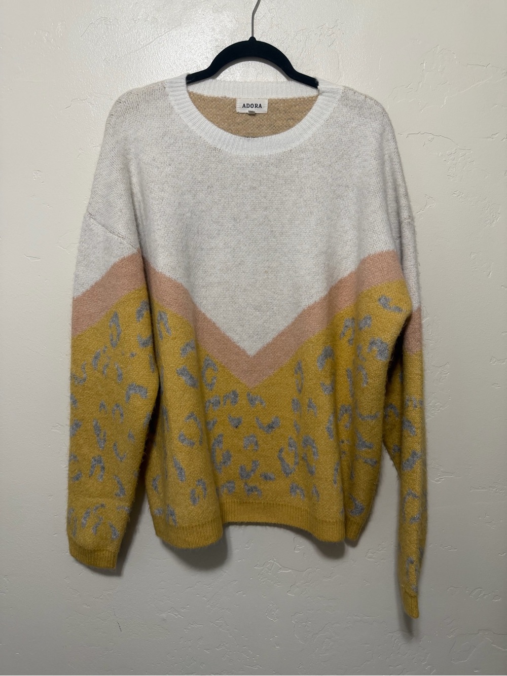 ADORA Colorblock Leopard-Print Crewneck Sweater - 3X